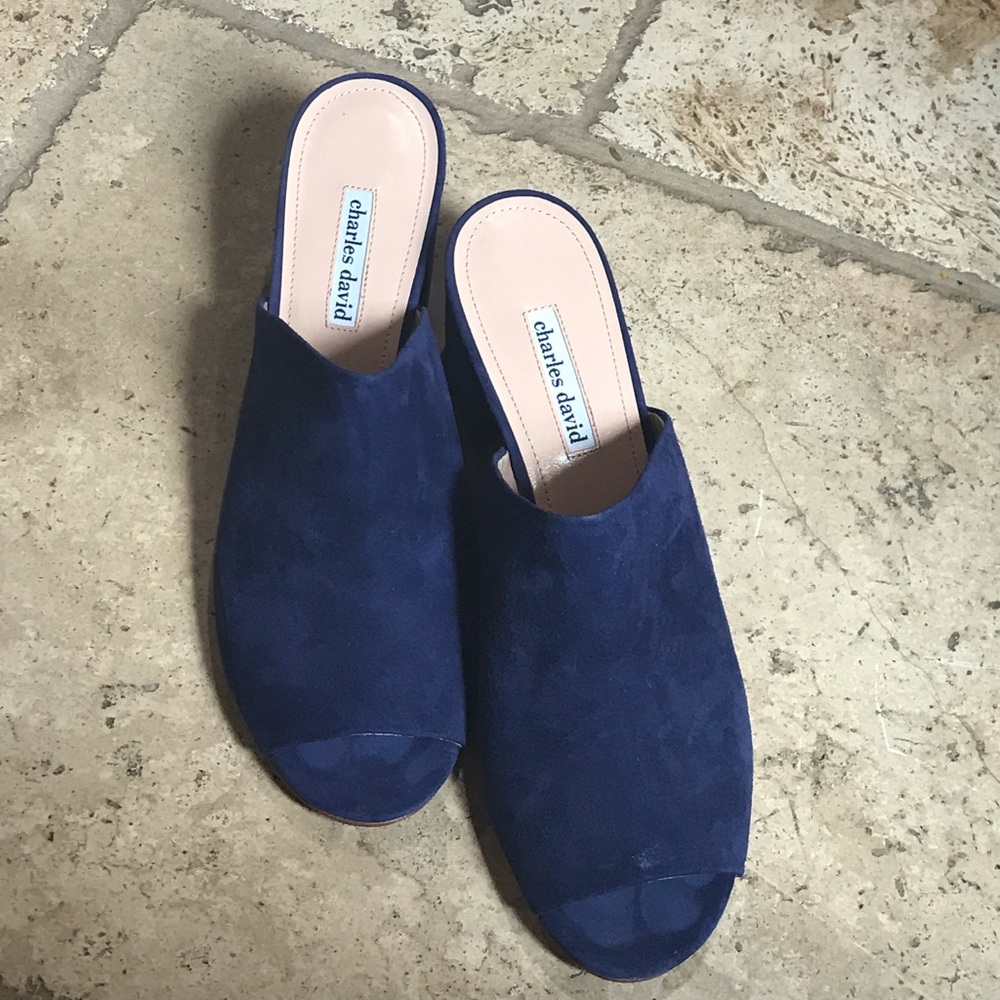 COPY - COPY - Navy block heel slides